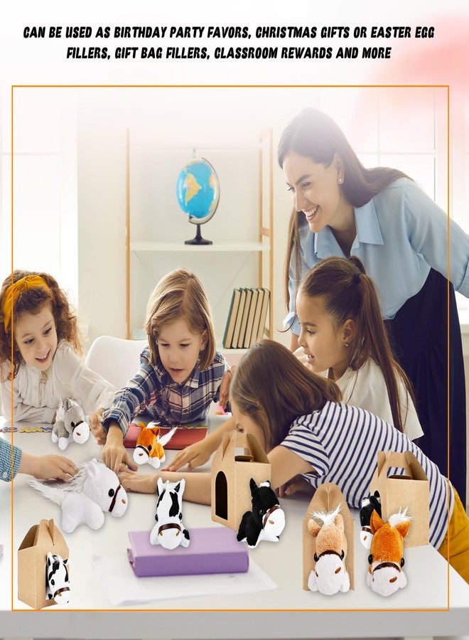 Flahard 48 Pcs Horse Party Favors Include 24 Mini Stuffed Horse Animals Toys Plush Horse Animals and 24 Foldable Boxes for Adopt a Horse Party Favors Farm Party Goodie Bag Fillers - Image 3